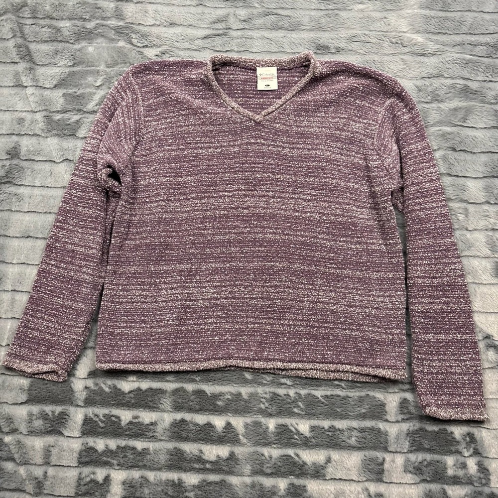Columbia Vertex Womens Purple Marled V-Neck Knit Sweater AL2172 Size L